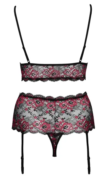 Cottelli CURVES Pearl Lace Bra & Suspender Set 3XL/4XL, Two-Tone Design