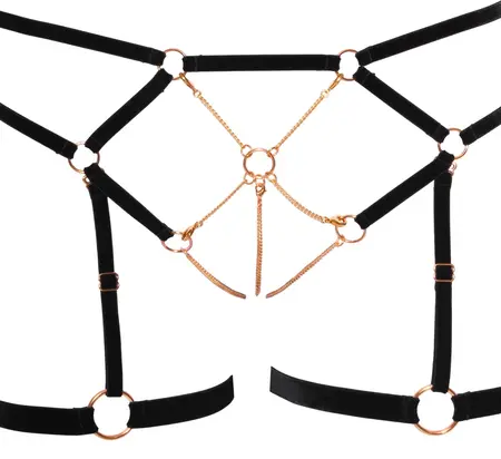 Glamour комплект сутиен с кадифени каишки и сваляеми верижки, XL