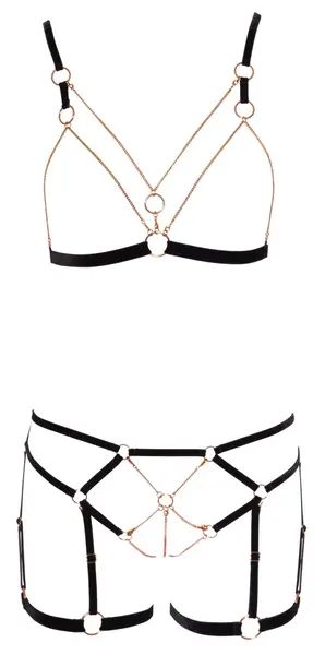 Cottelli LINGERIE Glamour Strappy Set with Removable Chains, Size L
