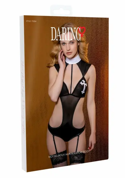 Not so holy! Nun Roleplay Costume Set with Wet-Look Accents, One Size