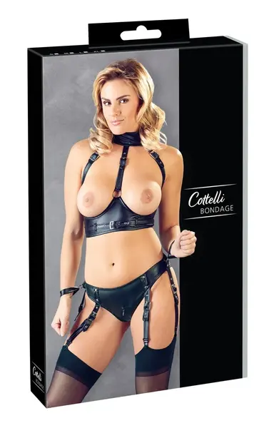 Cottelli Collection Bondage Bra Set S - Adjustable Two-Way Zip, Black