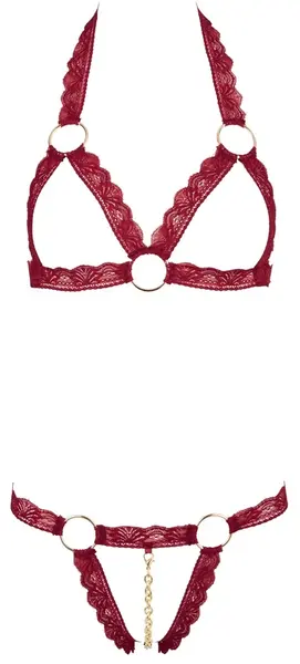 Cottelli Collection Open Style Lace Bra Set Red M/L