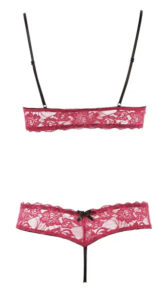 Cottelli Collection Red Lace Bra Set L with Adjustable Straps