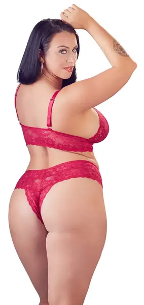 Cottelli Collection Red Lace Lingerie Set 4XL - Wireless, Adjustable Fit