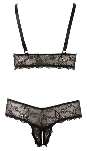 Cottelli Collection Black Lace Lingerie Set 2XL - Wireless & Adjustable