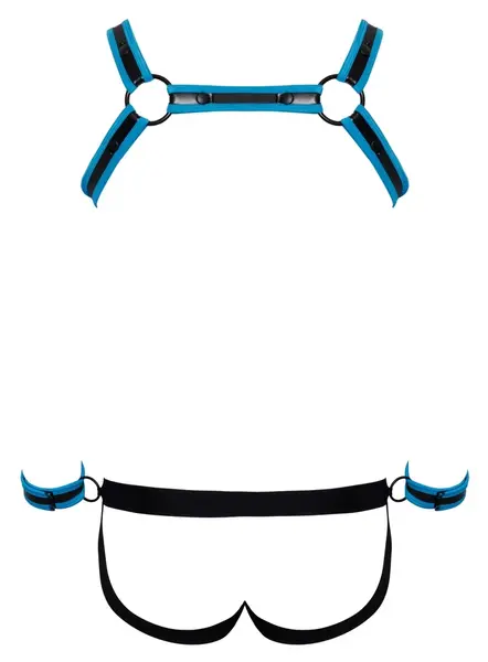 Svenjoyment BONDAGE Men's Neoprene Look Harness Set Black/Blue S