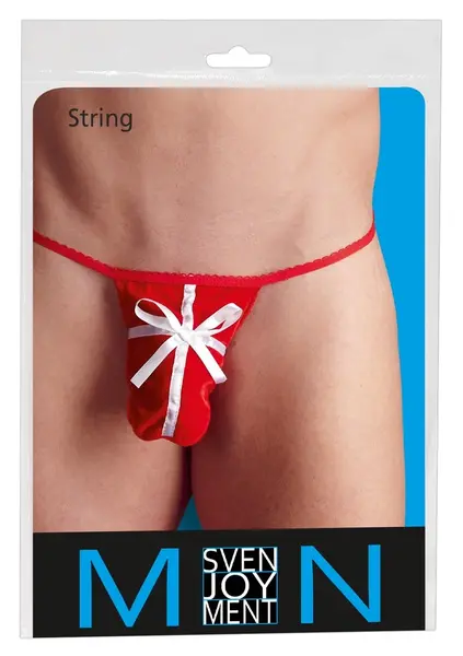 Cottelli Collection Men's Red Velvet String S-L with Satin Bow