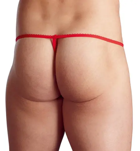 Cottelli Collection Men's Red Velvet String S-L with Satin Bow