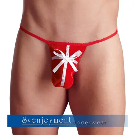 Cottelli Collection Men's Red Velvet String S-L with Satin Bow