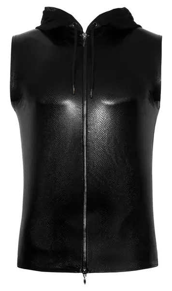 Noir Handmade Men's Sleeveless Hoodie XL Snakeskin Effect, Zippered