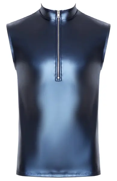 NEK Men's Sleeveless Shirt Blue Metallic Matte M Comfort Fit