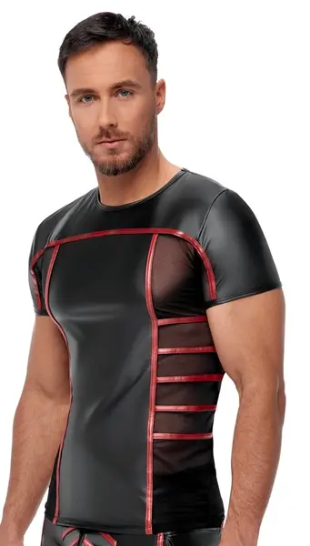 NEK Men’s Short-Sleeve Shirt Black/Red 2XL Mesh Panel Stretch Fit