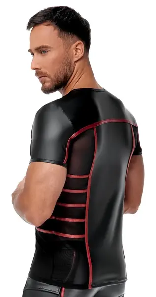 NEK Men’s Short-Sleeve Shirt Black/Red 2XL Mesh Panel Stretch Fit