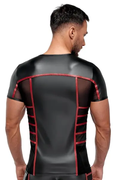 NEK Men's Shirt Black/Red XL - Matte Finish & Mesh Insert Design