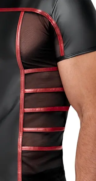 NEK Men's Shirt Black/Red XL - Matte Finish & Mesh Insert Design