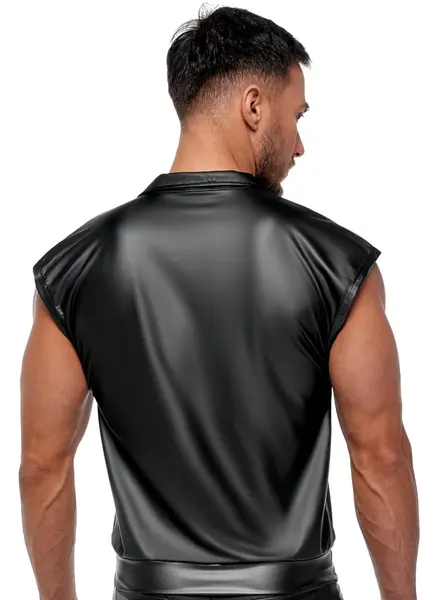 NEK Men's Matte Black Shirt XL with Overlapping Sleeves & Studded Collar