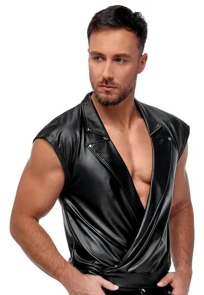 NEK Matte Black Men's Shirt M - Modern Biker Style, Stretch Comfort