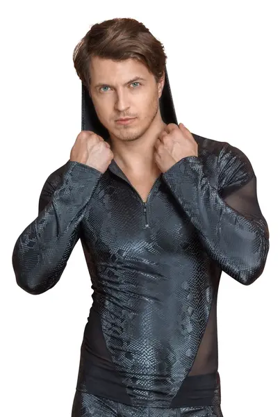NEK Men’s Long Sleeve Hooded Shirt Snake Pattern S Black