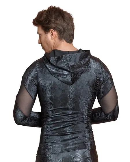 NEK Men’s Long Sleeve Hooded Shirt Snake Pattern S Black