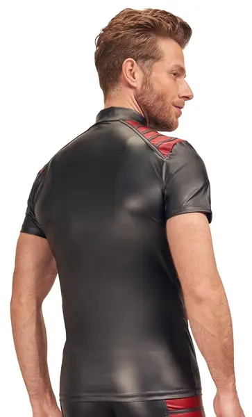 NEK Men's Shirt Black/Red M Matte Finish Stand-Up Collar