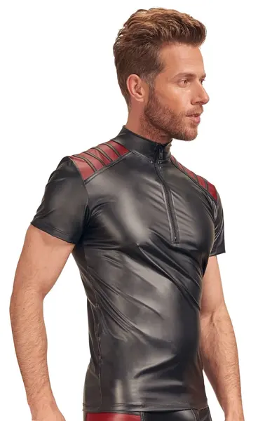 NEK Men's Shirt Black/Red S - Matte Look, Red Shoulder Inserts