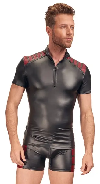 NEK Men's Shirt Black/Red S - Matte Look, Red Shoulder Inserts
