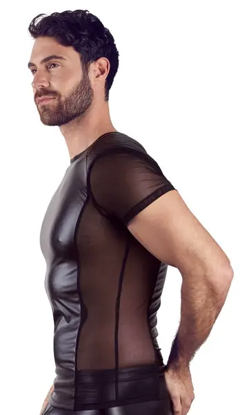 Cottelli Collection Men's Matte Look Biker Shirt Size M Black