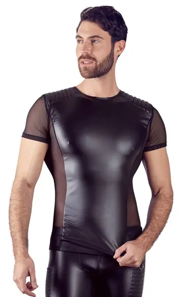 NEK Men's Biker-Style Shirt Matte Look S Powernet Inserts Black