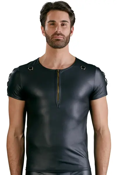 NEK Matte Black Straight Cut Men's Shirt with D-Rings and Lacing S