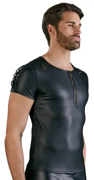 NEK Matte Black Straight Cut Men's Shirt with D-Rings and Lacing S