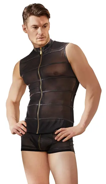 NEK Men's Sleeveless Powernet Shirt XL Matte Stripes Black