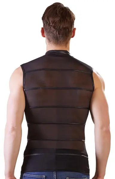 NEK Men's Sleeveless Powernet Shirt XL Matte Stripes Black