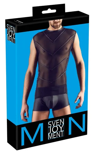 Svenjoyment Men's Shirt XL Powernet Striped Matte Black Design