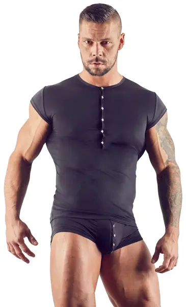 Cottelli Collection Men’s Shirt M Black Microfibre Short Sleeves