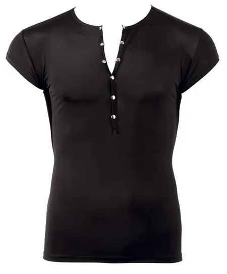 NEK Men’s Shirt Black S - Microfibre, Short Sleeve, Silver Details