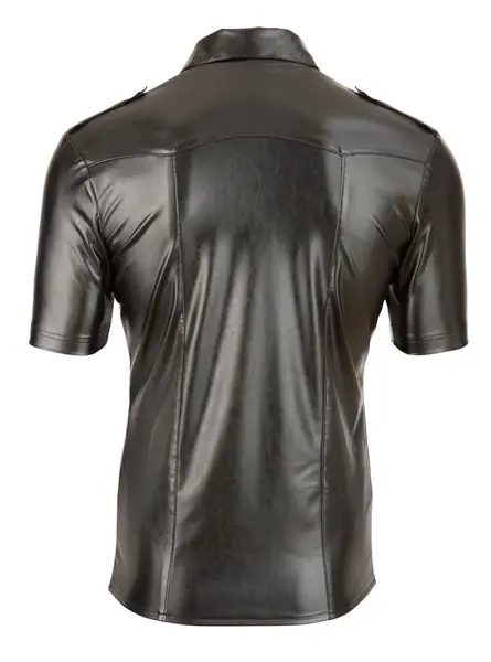 NEK Men's Imitation Leather Shirt Black M Fitted Modern Design