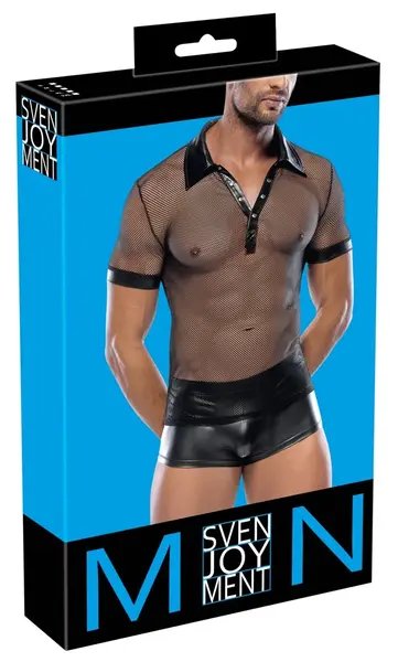 NEK Polo Shirt 2XL Black Mesh & Wet Look, Modern Design