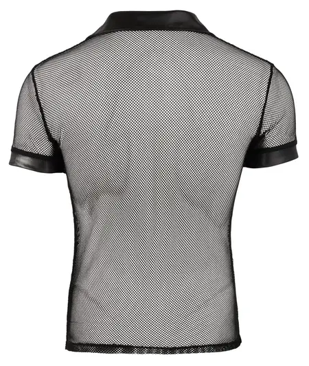 NEK Men's Polo Shirt S Wet Look & Mesh Black 100% Polyester