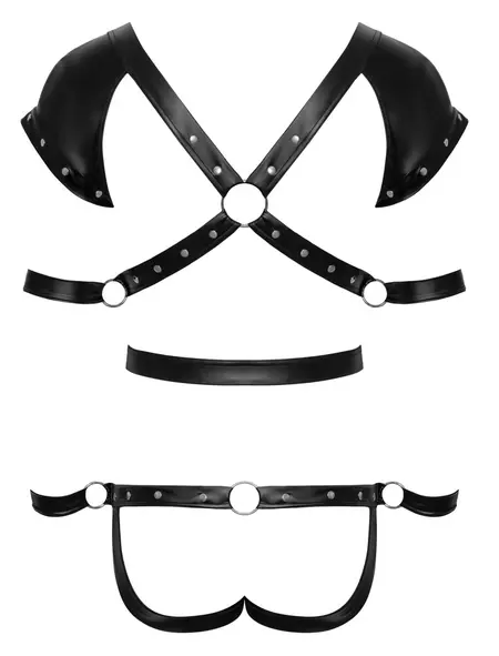 Svenjoyment Bondage Men's Body Harness L Black Matte Adjustable Set