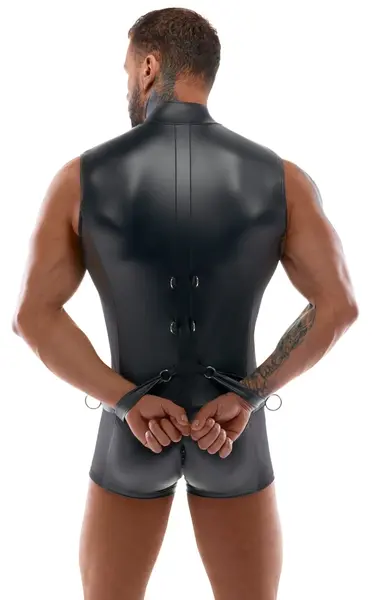 Svenjoyment Bondage Men’s Jumpsuit & Adjustable Cuffs S Black