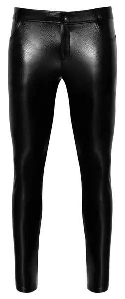 Noir Straight-Cut Snakeskin Effect Trousers L Matte Finish