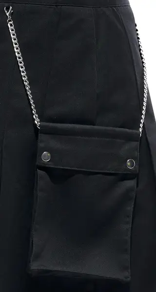 Svenjoyment Kilt Black M - Modern Pleated Design with Removable Pocket