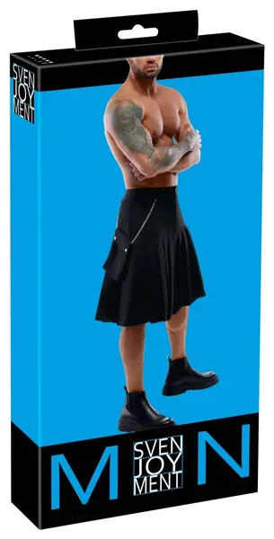 Svenjoyment Men's Black Kilt with Detachable Pocket, Size S