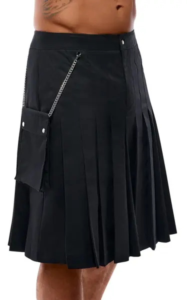 Svenjoyment Men's Black Kilt with Detachable Pocket, Size S