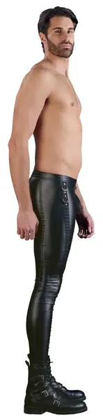 NEK Men's Slim-Fit Matte Trousers with Biker Accents, Size M