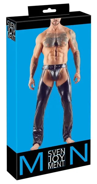 Cottelli Collection Men Imitation Leather Chaps 2XL Black Zip