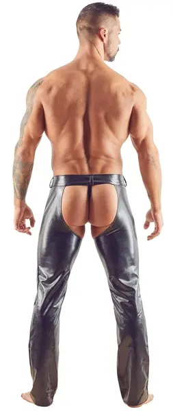 Cottelli Collection Men Imitation Leather Chaps & Thong M Black