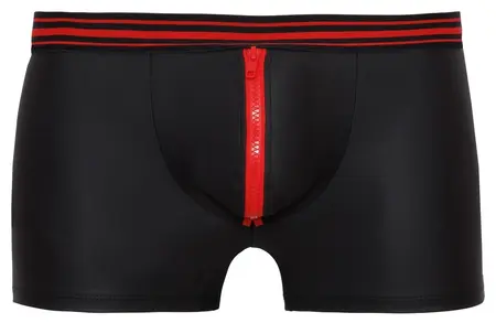 Svenjoyment Boxer Briefs Black/Red M - Matte Look, Zipper Detail