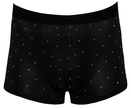 Svenjoyment Men's Black Microfiber Trousers with Rhinestone Design M