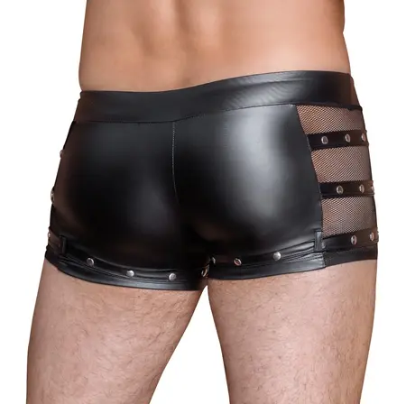 NEK Men's Matte Black Pants with Net Inserts & Studded Straps, Size L